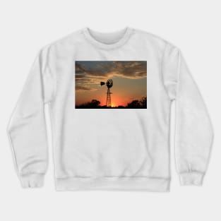 Kansas Country Windmill Blaze Orange Silhouette Crewneck Sweatshirt